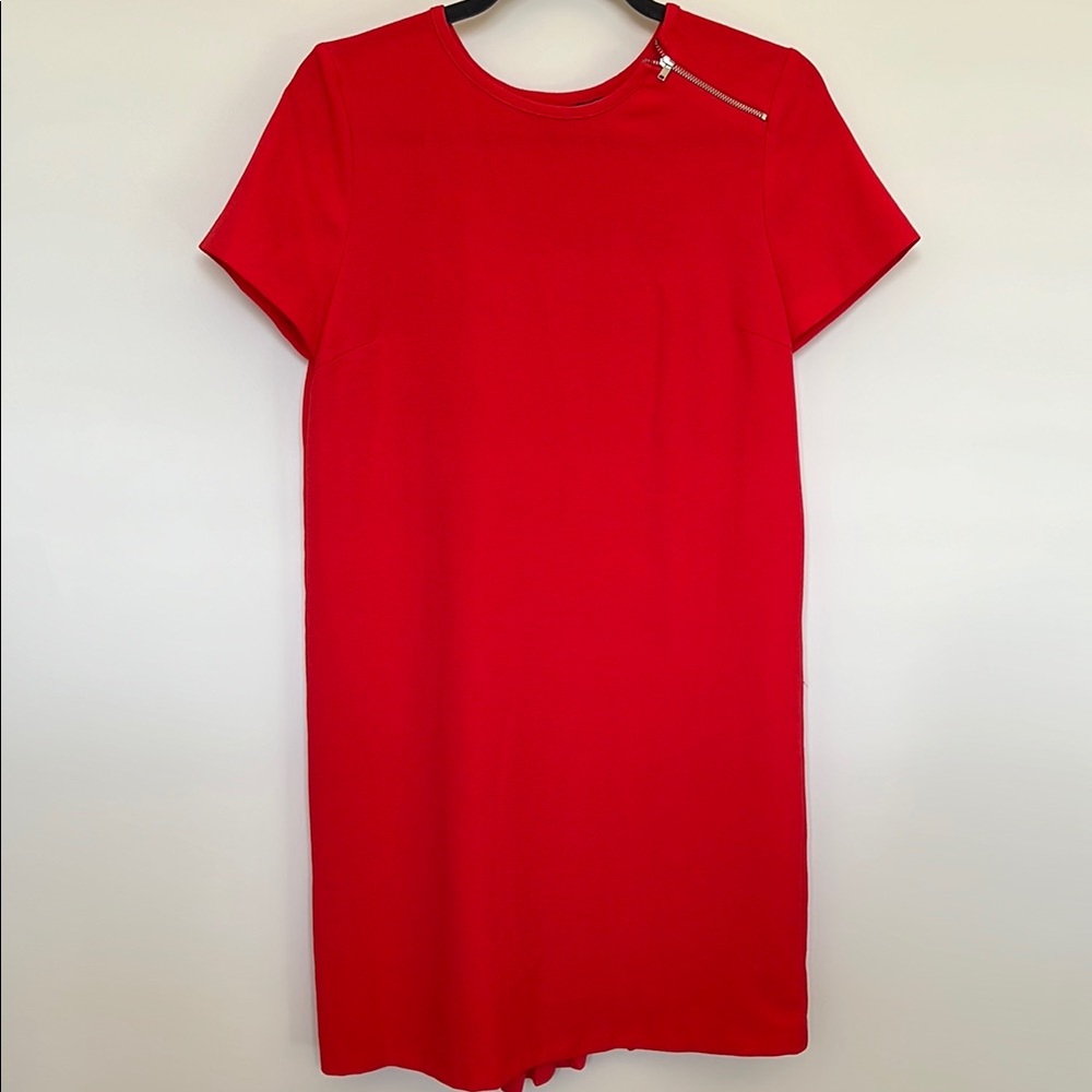 ZaraRed Short Sleeve Dress with Zipper Detail